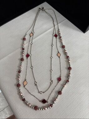 Layered Pink and Burgundy Bead Necklace - Women Jewelry 1946 brand